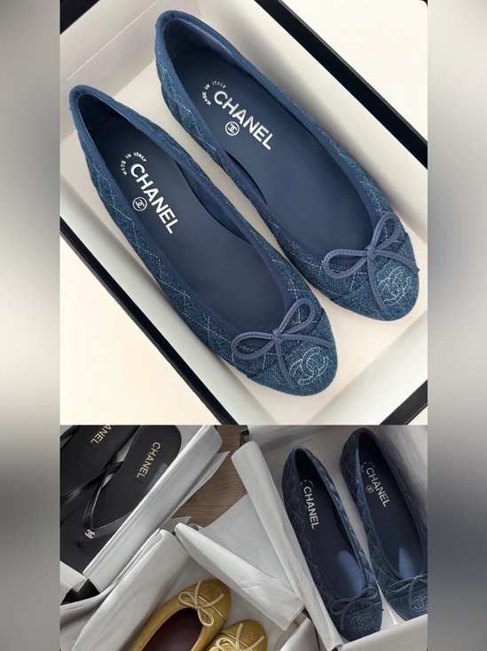 CHANEL Shoes - Chanel 26P Denim Quilted Ballet Flats | Size 37